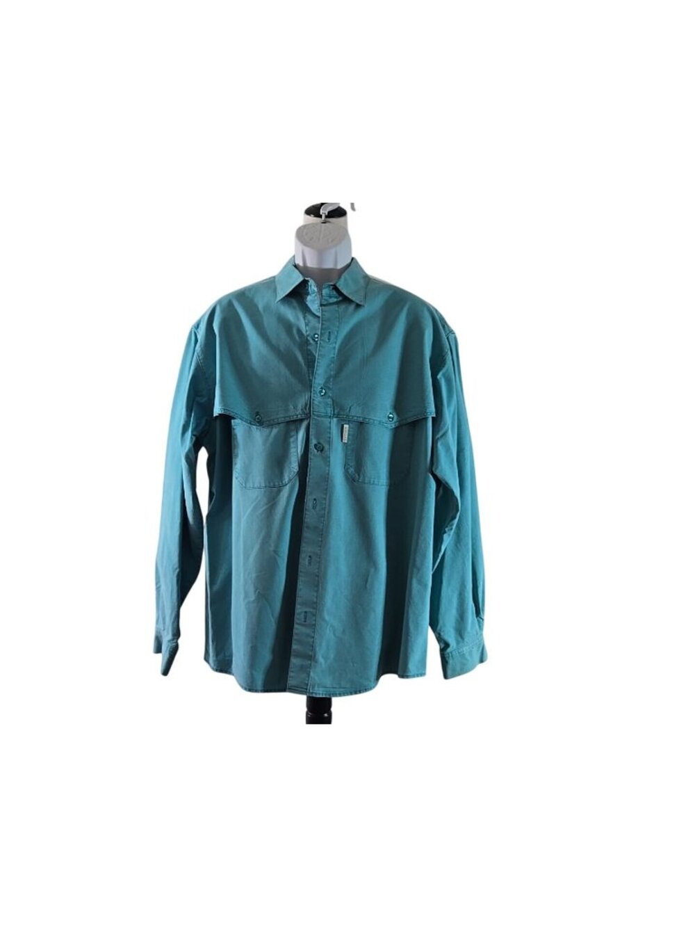 Outback Trading Co Mens Teal Long Sleeve Button-Down Shirt Vented Back Size L Au